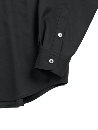 Super130's WOOL CHAMBRAY GABARDINE SHIRTS｜BLUE CHARCOAL