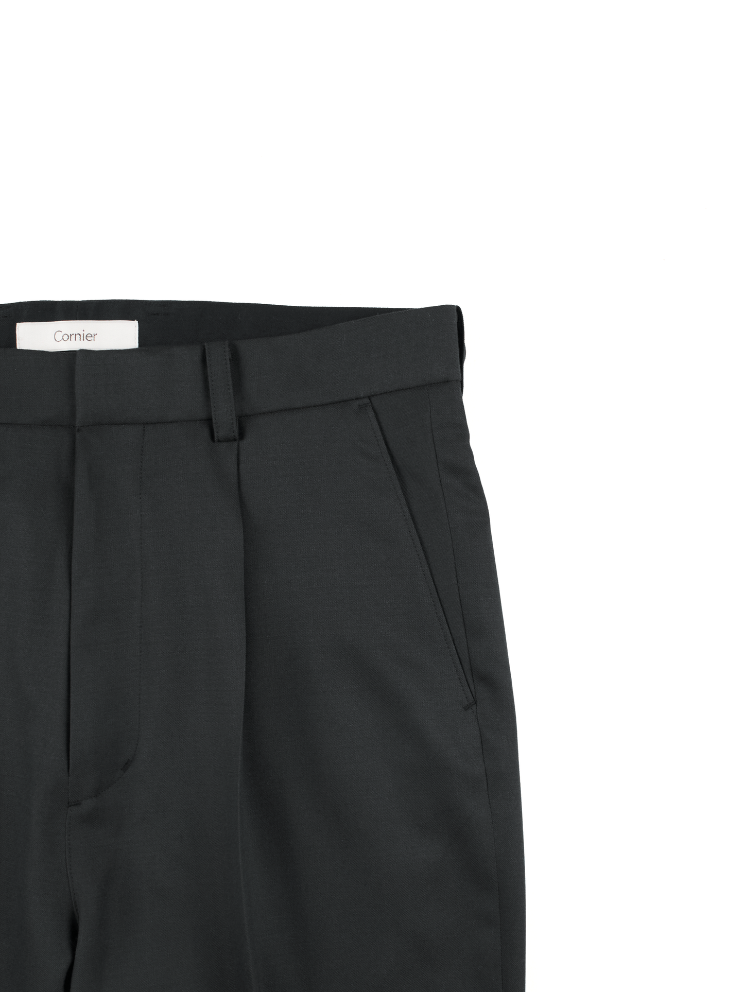 Super130's WOOL CHAMBRAY GABARDINE SLACKS｜BLUE CHARCOAL
