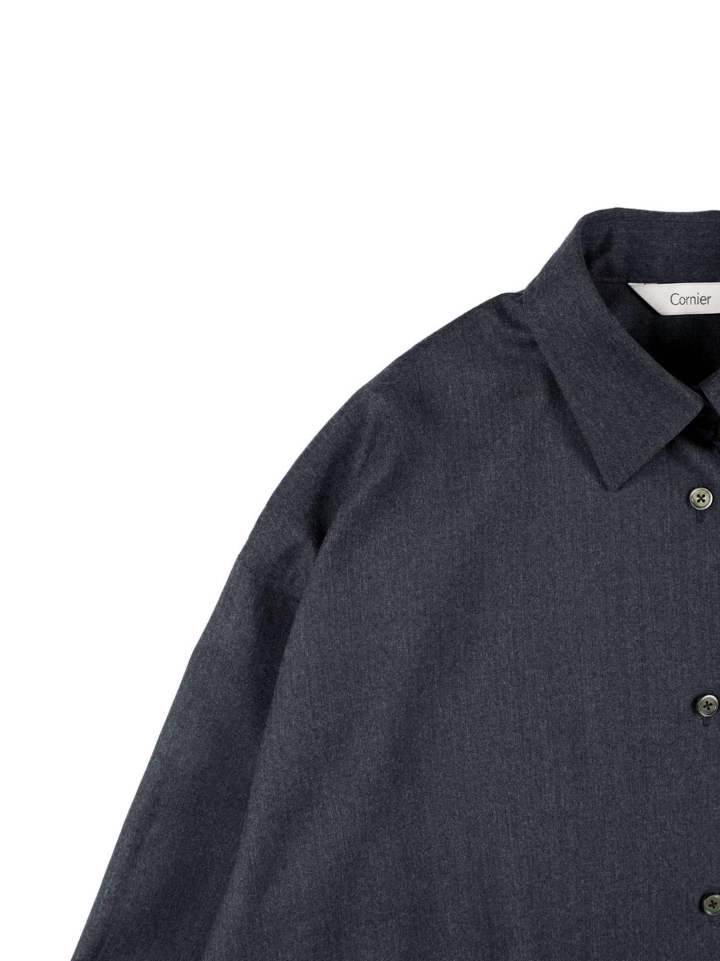 Super130's WORSTED WOOL LIGHT MILLED SHIRTS DRESS｜TOP GRAY