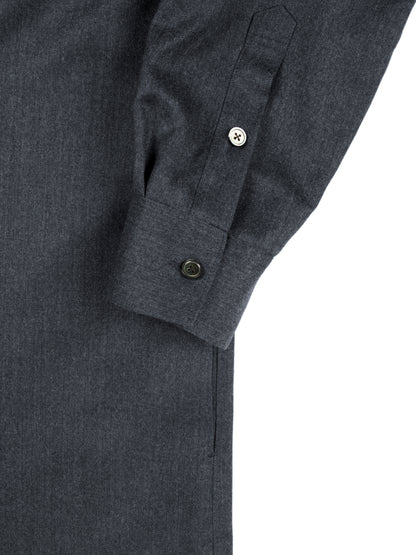 Super130's WORSTED WOOL LIGHT MILLED SHIRTS DRESS｜TOP GRAY