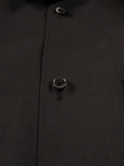 Super130's WOOL CHAMBRAY GABARDINE SHIRTS｜BLACK BROWN