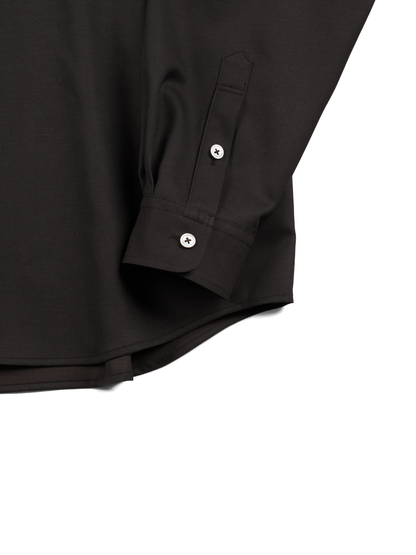 Super130's WOOL CHAMBRAY GABARDINE SHIRTS｜BLACK BROWN