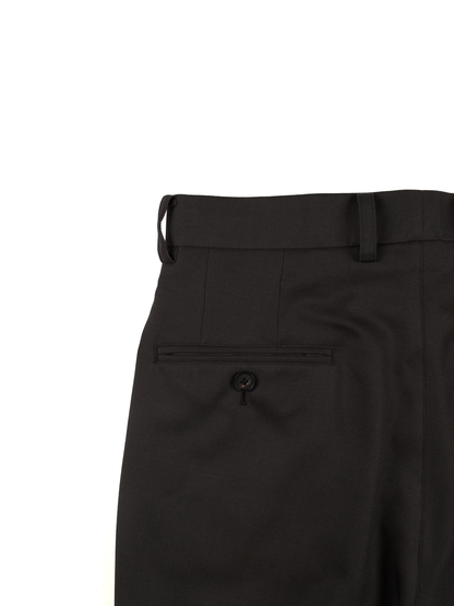 Super130's WOOL CHAMBRAY GABARDINE SLACKS｜BLACK BROWN