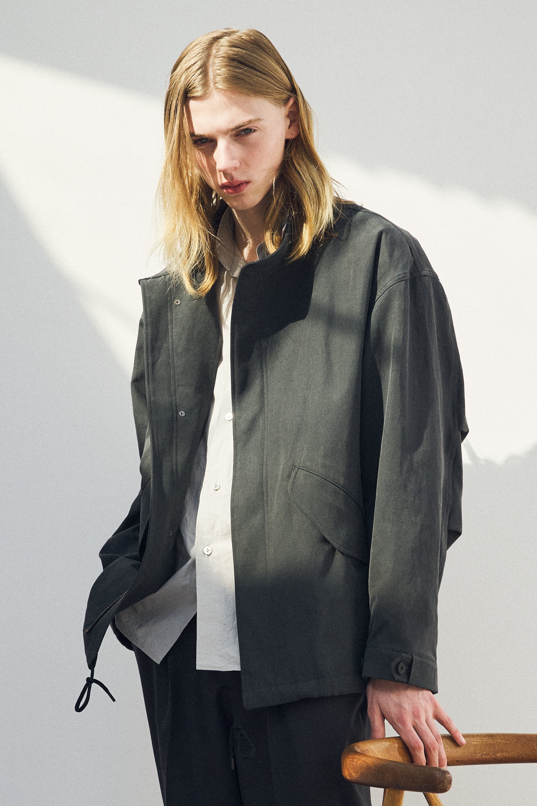 SILK/COTTON GABARGINE MILITARY JACKET｜FADED BLACK – Cornier