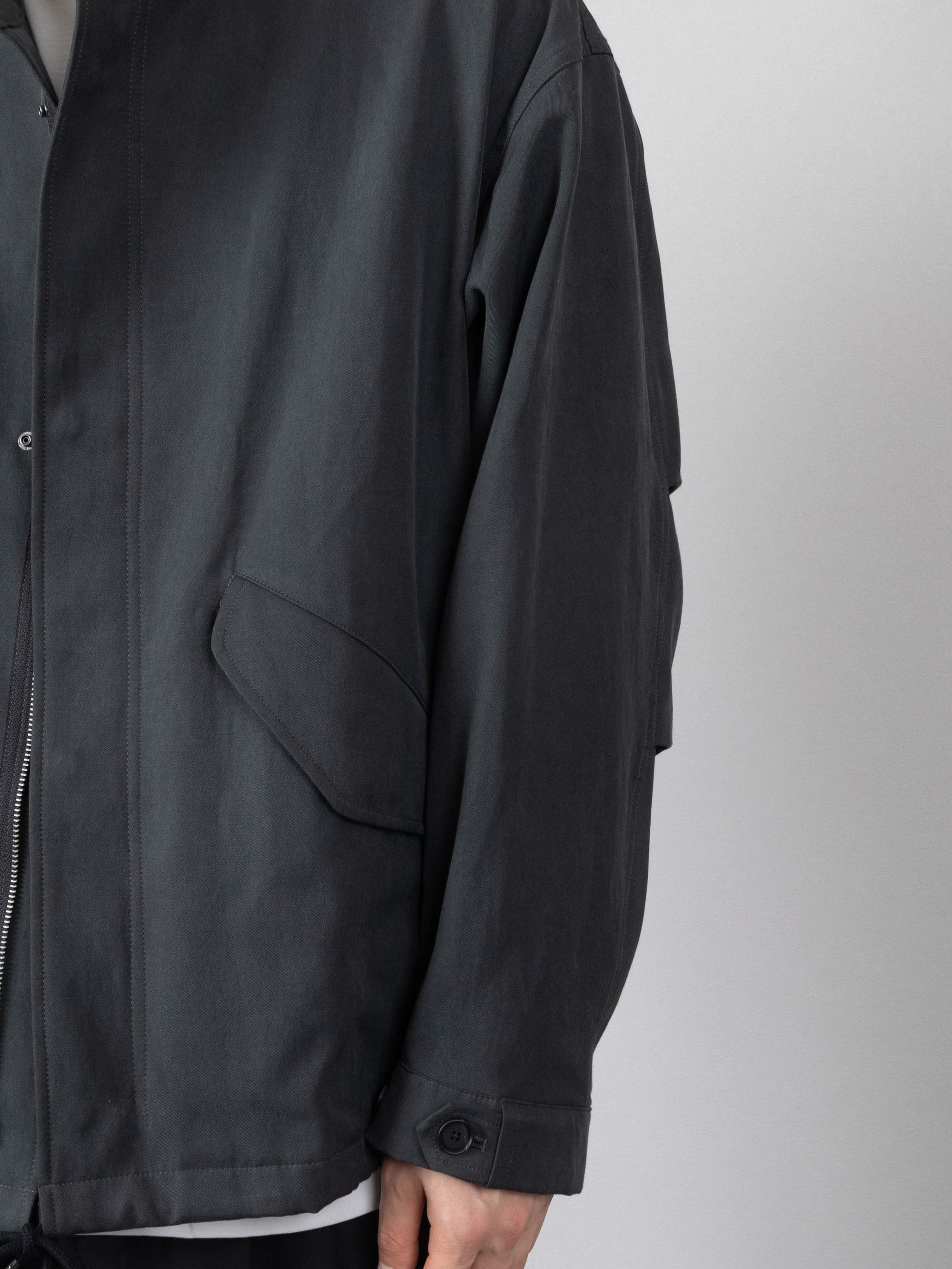 SILK/COTTON GABARGINE MILITARY JACKET｜FADED BLACK