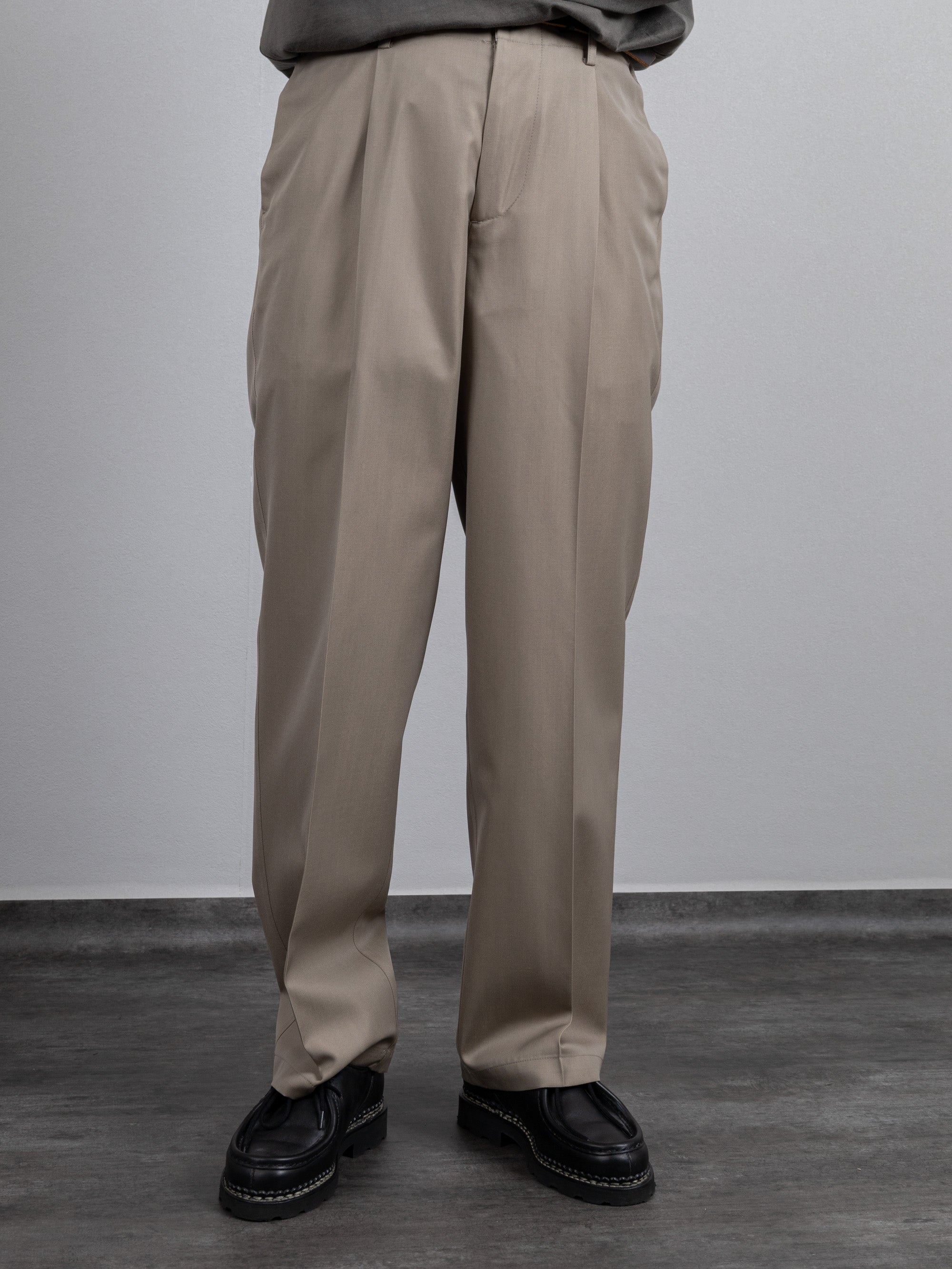 WOOL/SILK CHAMBRAY PANTS ｜BEIGE – Cornier