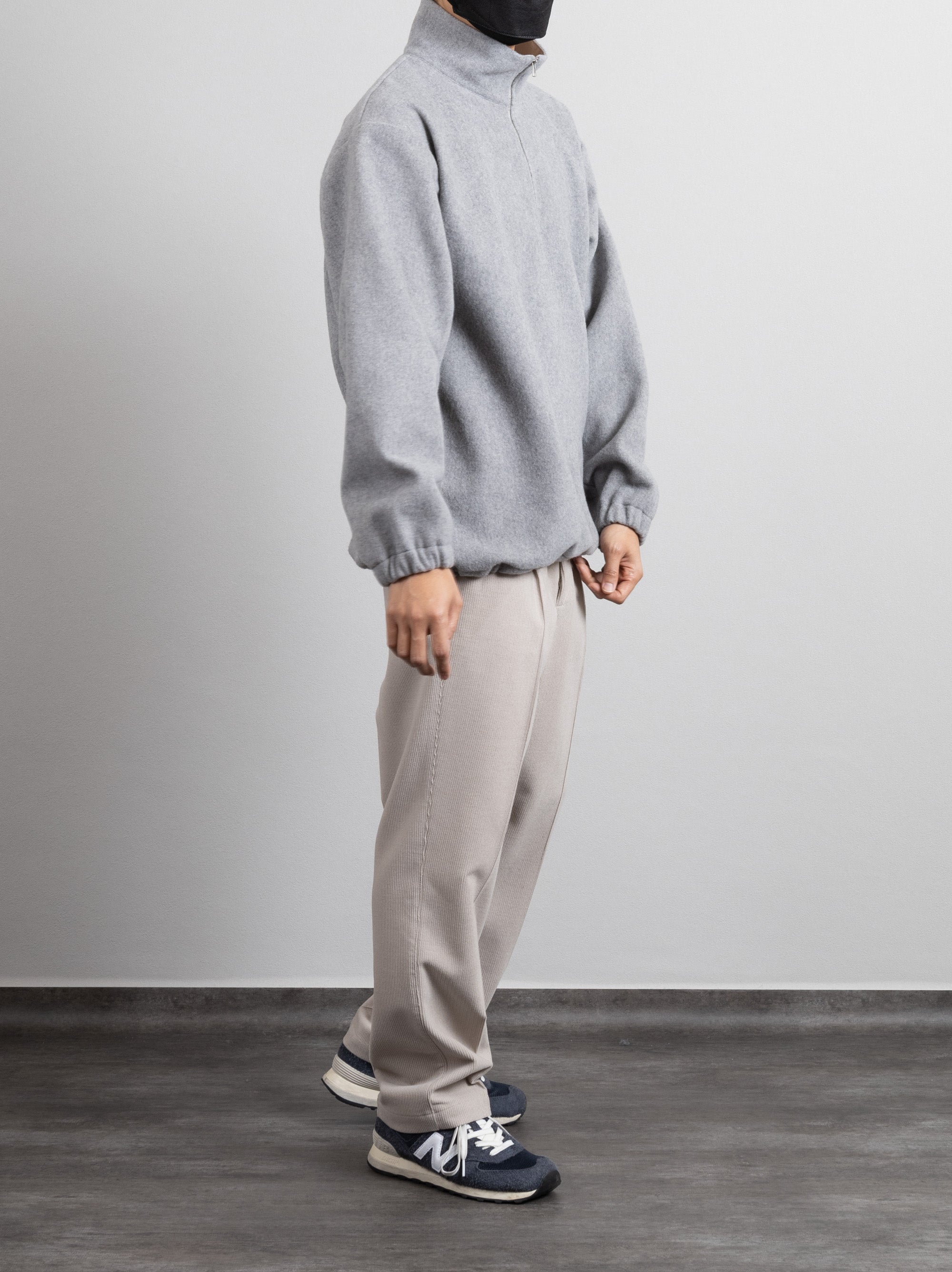 WOOL MOSSER HALF ZIP SWEATER ｜TOP GRAY