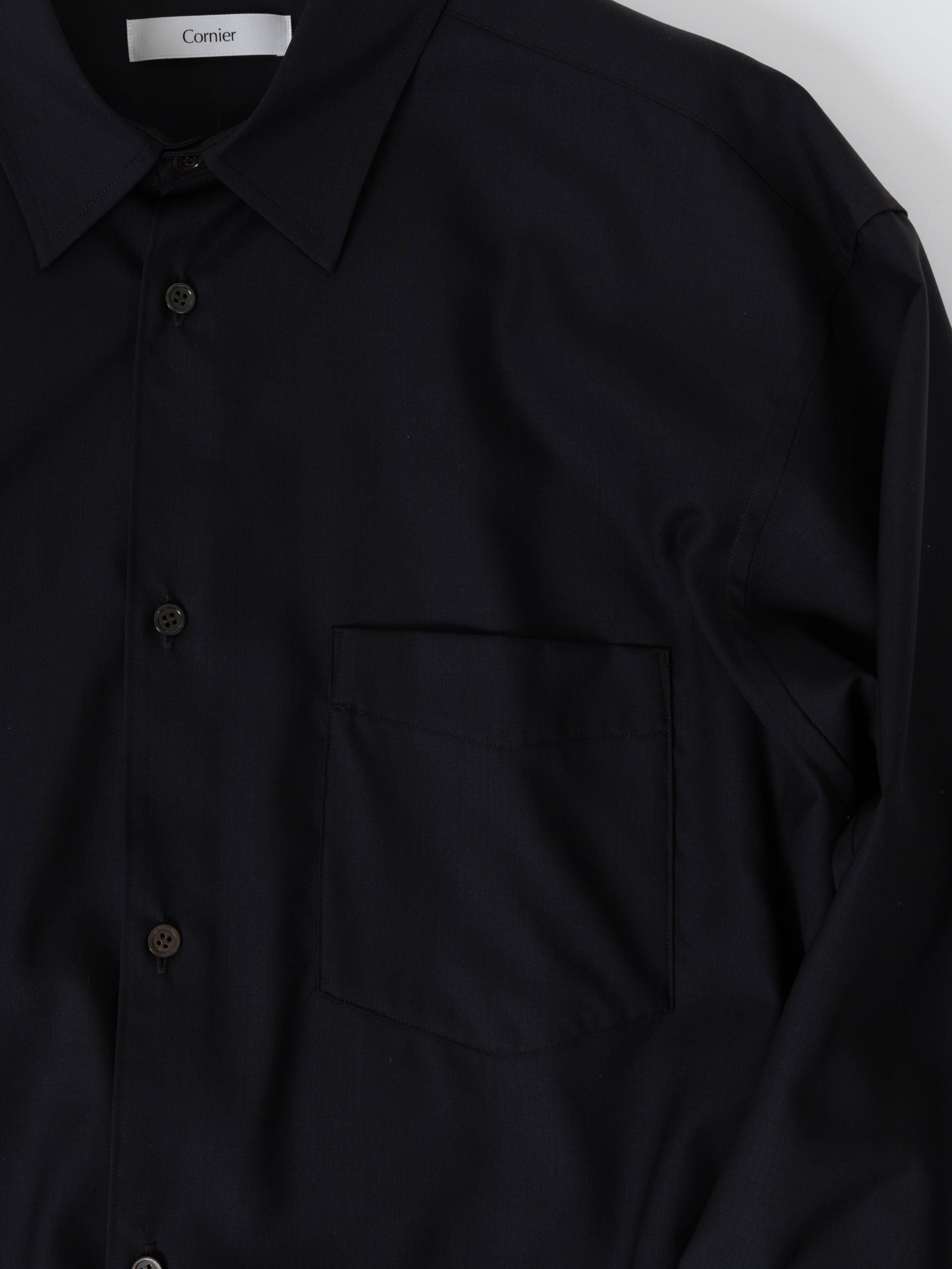 cornier/WORSTED WOOL SHIRTS｜FADED BLACK