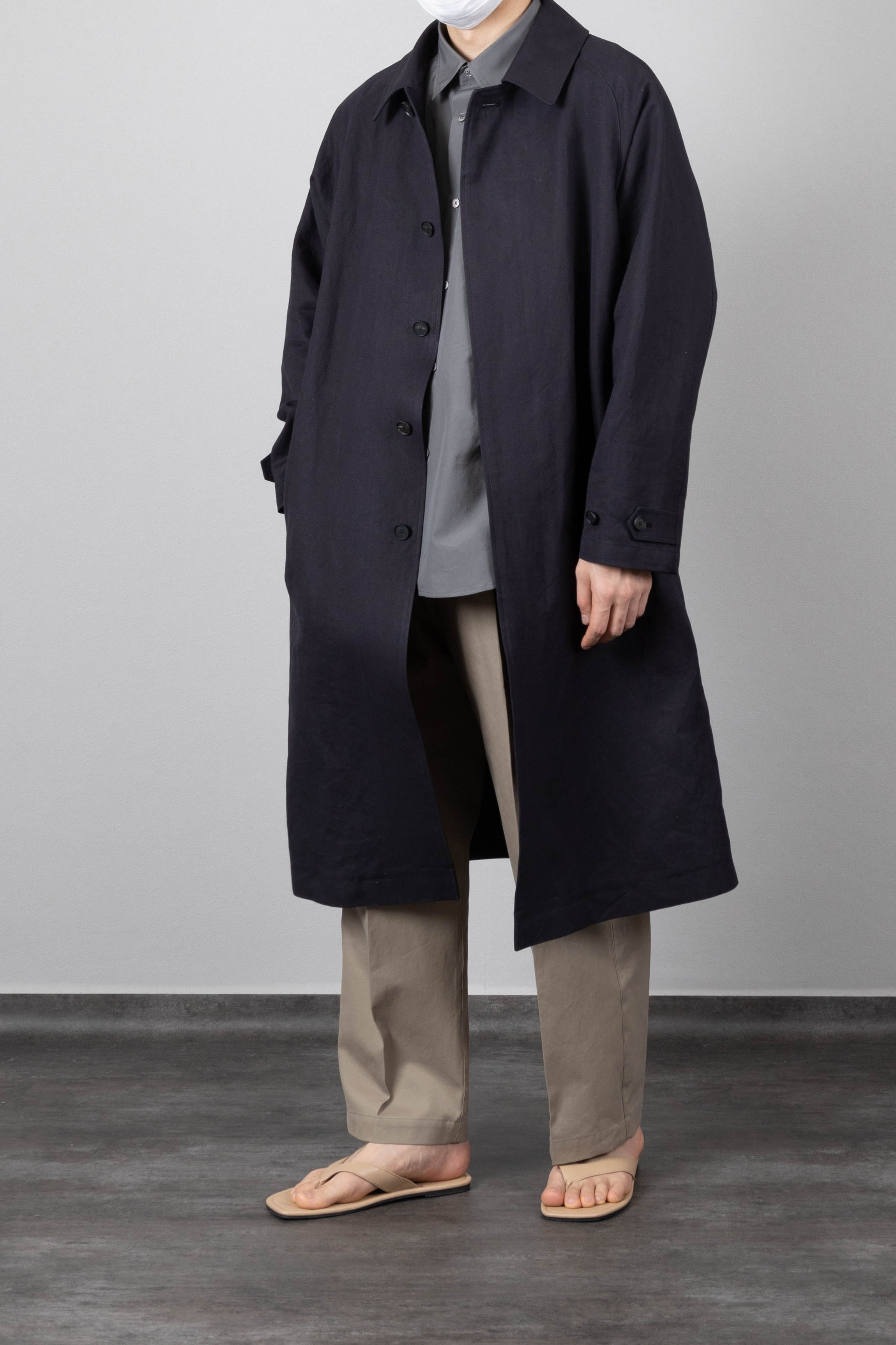 PAPER GABARGINE BALMACAAN COAT｜FADED NAVY – Cornier