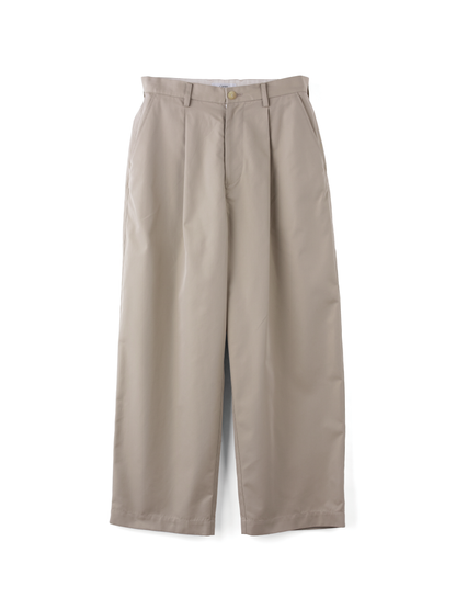 GIZA COTTON/SILK GABARGINE WIDE PANTS |BEIGE