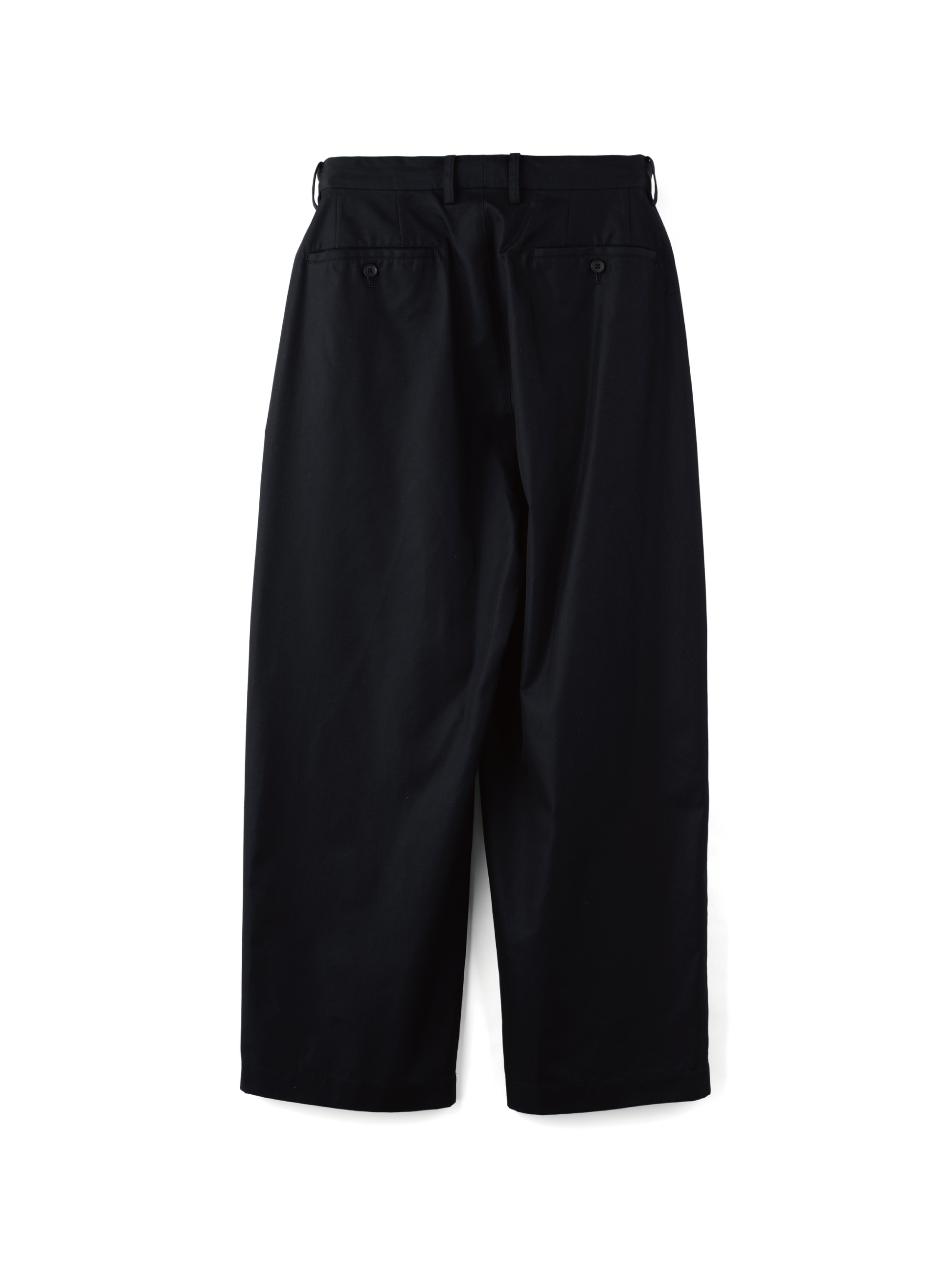 GIZA COTTON/SILK GABARGINE WIDE PANTS ｜BLACK NAVY