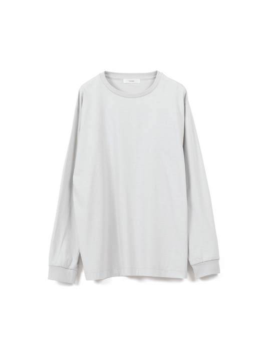 SUVIN COTTON HIGH GAUGE T-SHIRTS LONG SLEEVE ｜WHITE GRAY