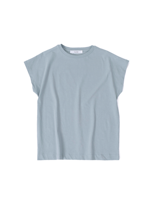 CLEAR JERSEY FRENCH SLEEVE T-SHIRTS｜DUSTY BLUE